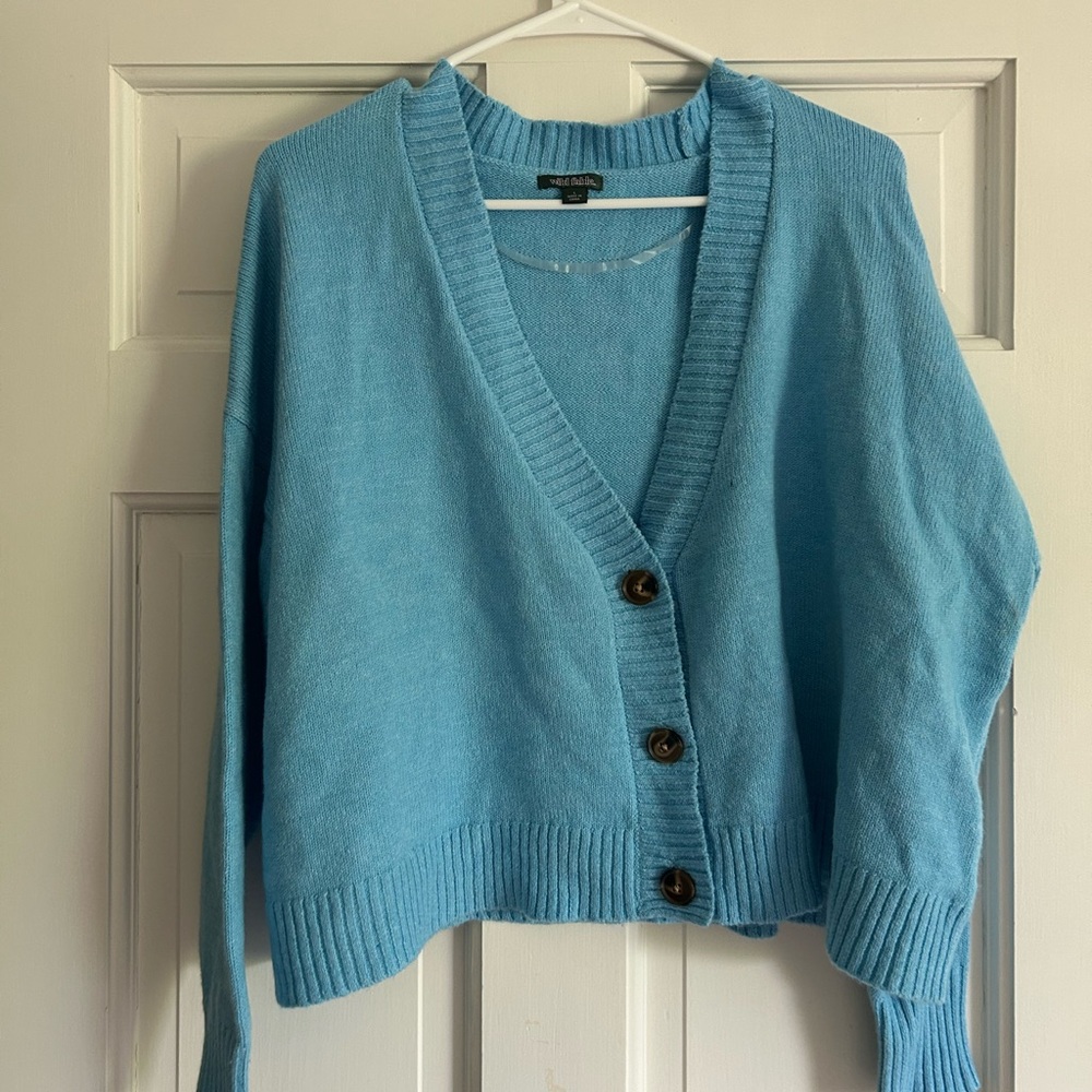 Wild Fable Blue Cropped Cardigan Sweater